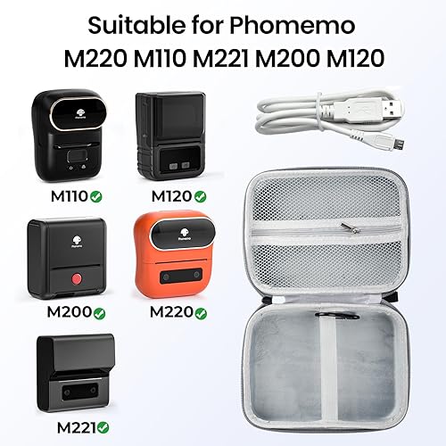 Miniatura 6 de Phomemo Estuche rígido de EVA para impresora etiquetadora M110/M120/M150/M220/M250/M100/M221, TP31 Impresoras de plantillas de tatuajes - Soporte
