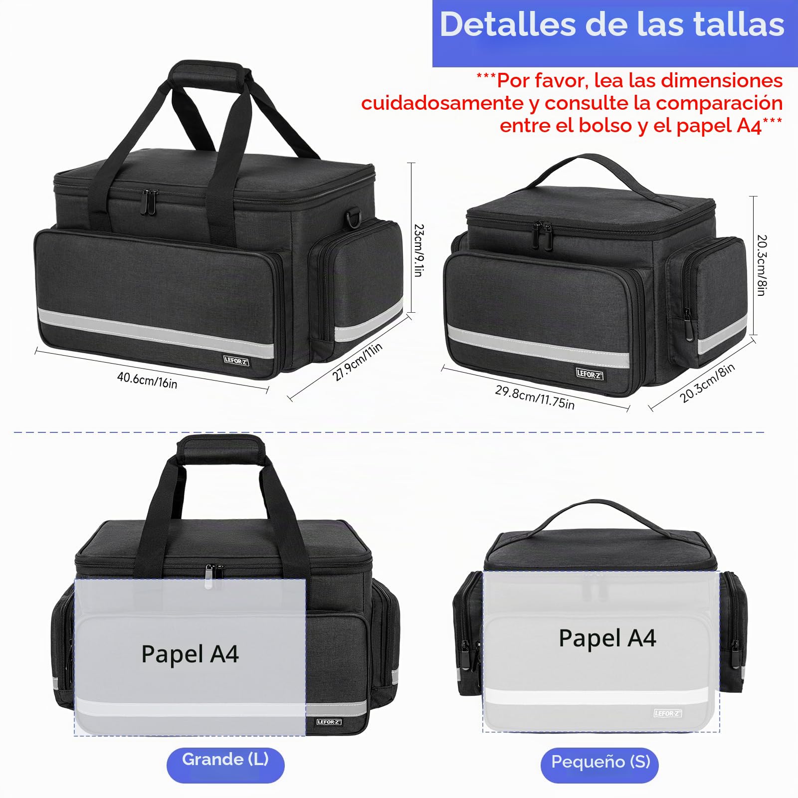 LEFOR·Z Bolsa de Suministros médicos, Bolsa de Primeros Auxilios vacía, Bolsa de Enfermera con separadores Desmontables para atención médica en el hogar, Visita de hospicio, Viajes o Evento de