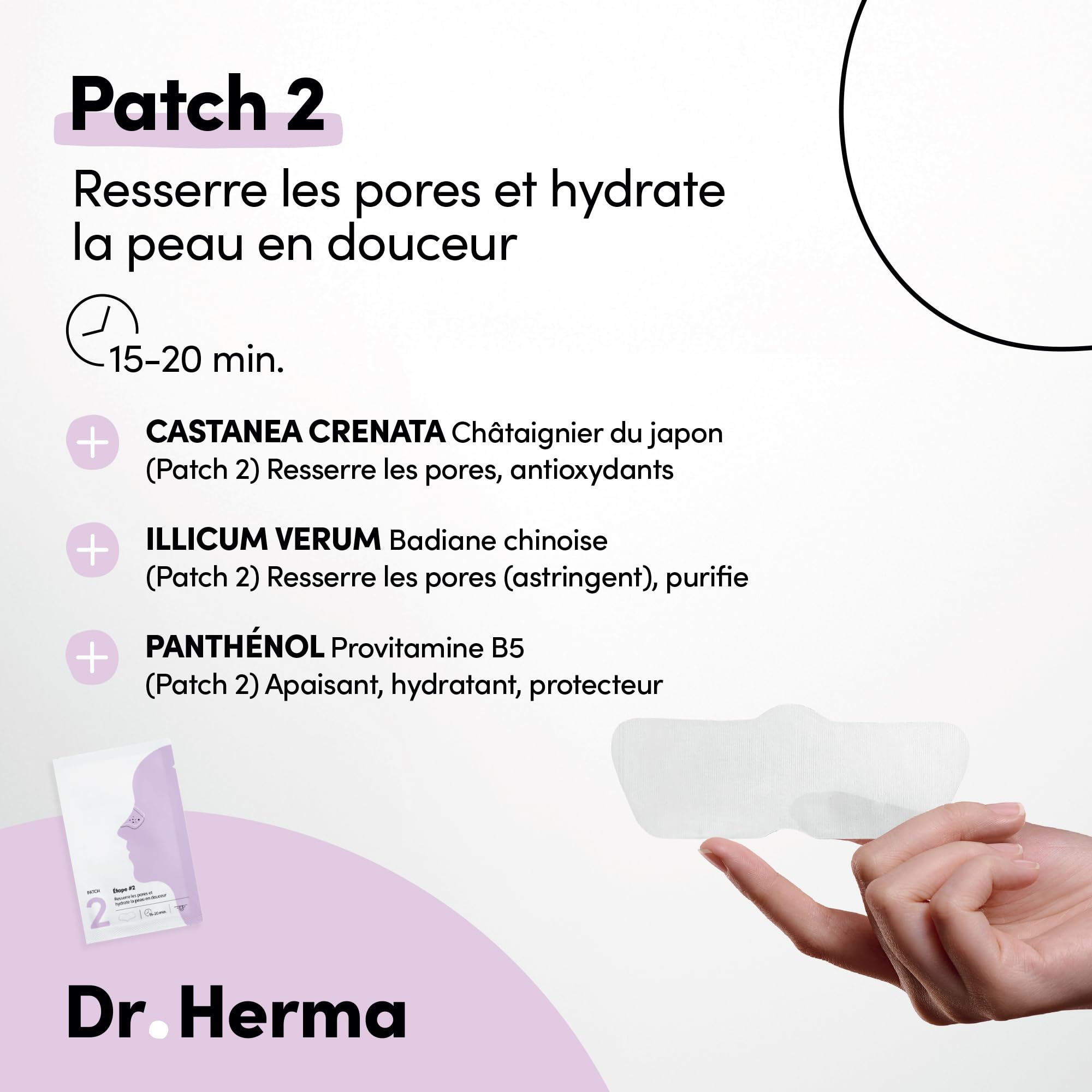 Dr Herma – Patch Nez Point Noir 2 étapes Format Nez – Purifie, Désincruste & Ressere les Pores – Patch Nasal Anti Imperfection Visage