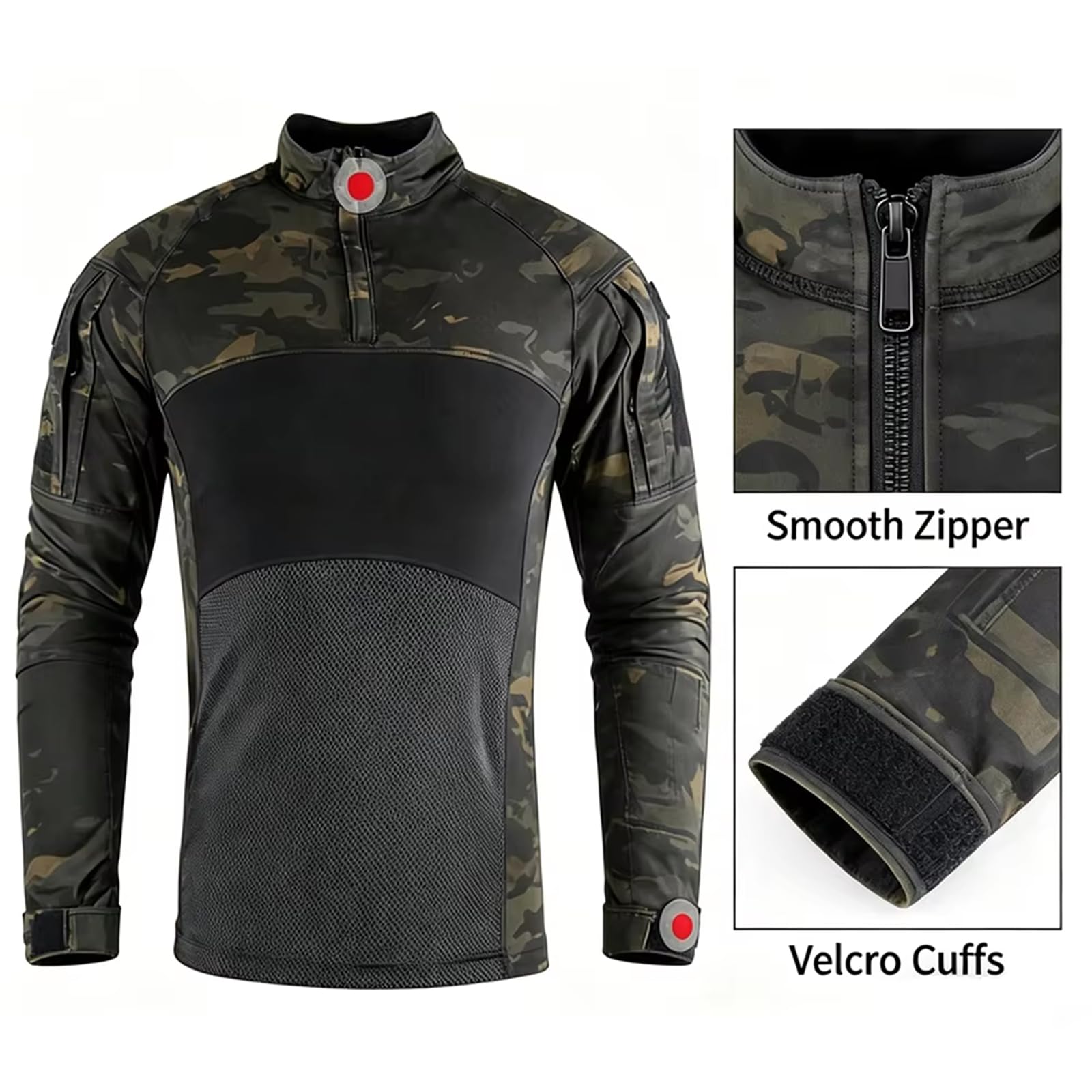 Conjunto de camisa y pantalones tácticos para hombre, uniforme de manga larga con cremallera de 1/4, para senderismo, trabajo al aire libre