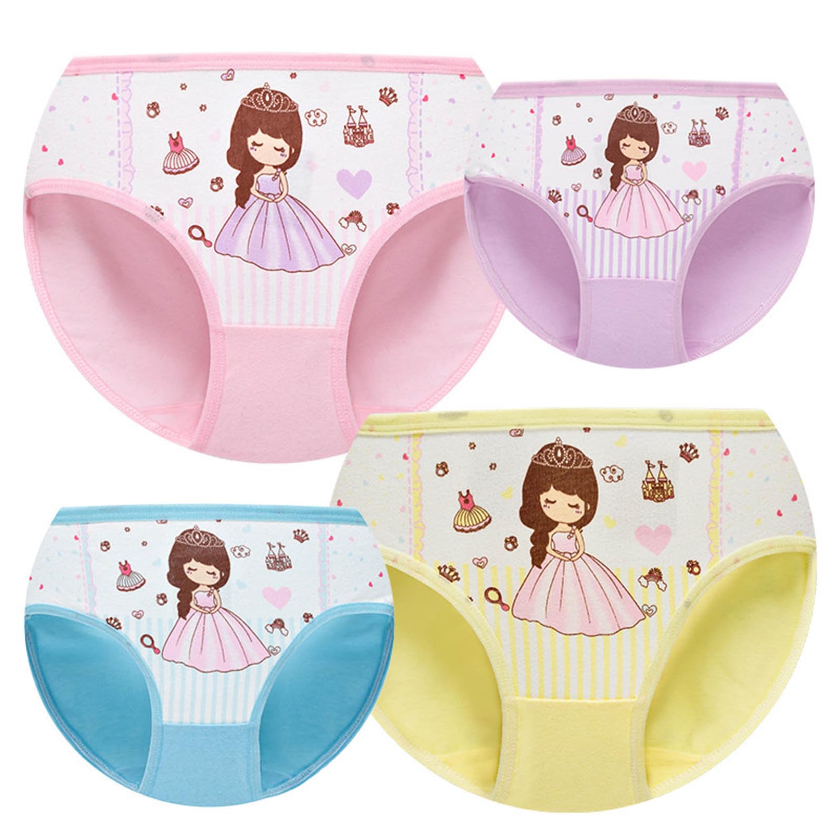 4pcs Girls Underwear Toddler Soft Comfort Breathable Cotton Briefs Panties