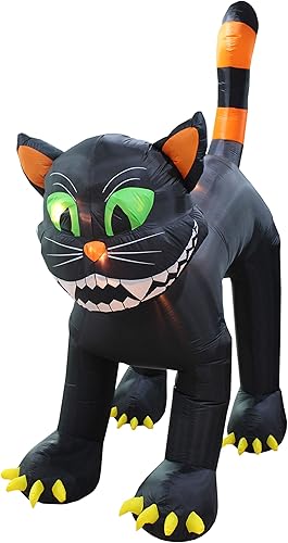 Miniatura 7 de Gato negro inflable animado de Halloween de 11 pies de alto