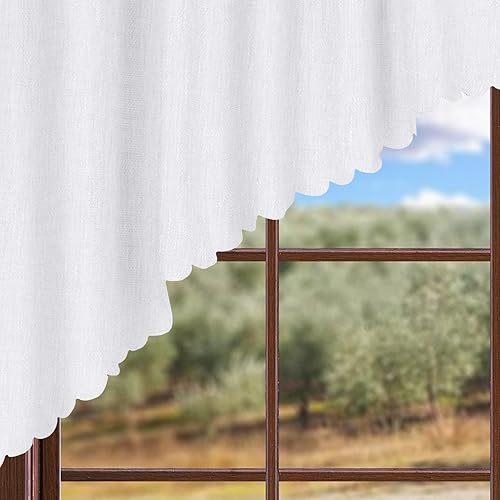 Miniatura 3 de Valea Home Cortinas rústicas de arpillera suave con bolsillo para barra de cocina, paneles de cortina para ventana pequeña de 36 pulgadas de largo,