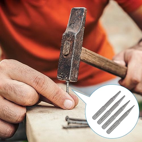 Miniatura 5 de Suiwotin Juego de 4 perforadores de uñas, 132 116 332 18 pulgadas, juego de punzón central, herramienta de destornillador de uñas