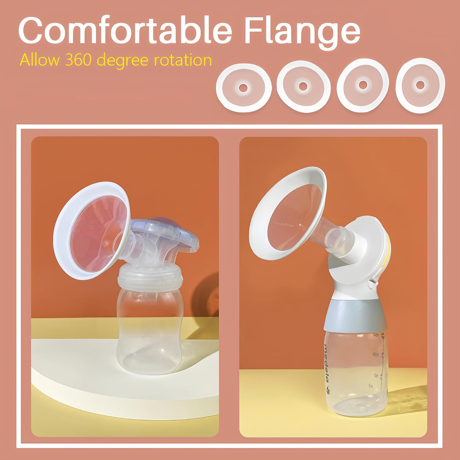 PumpMom-us 17mm Flange with Soft Rim, Breast Pump Shields Flanges for Medela, Replace Flange Compatible with Medela Breast Pumps PersonalFit, Freestyle, Maxflow, Freestyle Flex Swing Maxi Connector