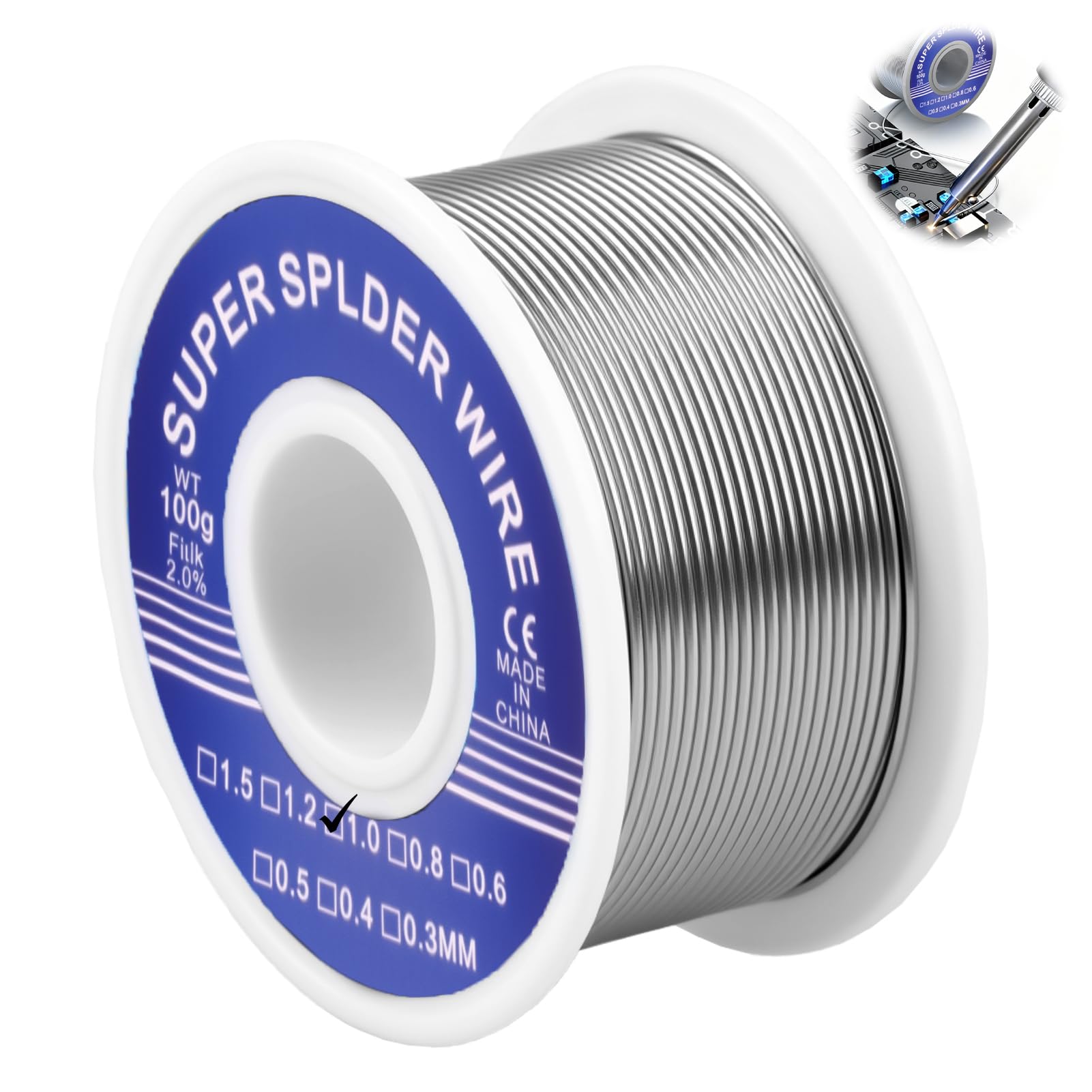 Alambre de Soldadura 1mm 100g Estaño de soldadura Electrónica con núcleo de colofonia Estaño Soldador para Reparación y Componentes Electrónicos