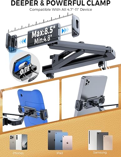 Miniatura 6 de eSamcore Soporte para iPad para asiento trasero de automóvil, soporte triangular retráctil para tableta, soporte para tableta, soporte para tableta,