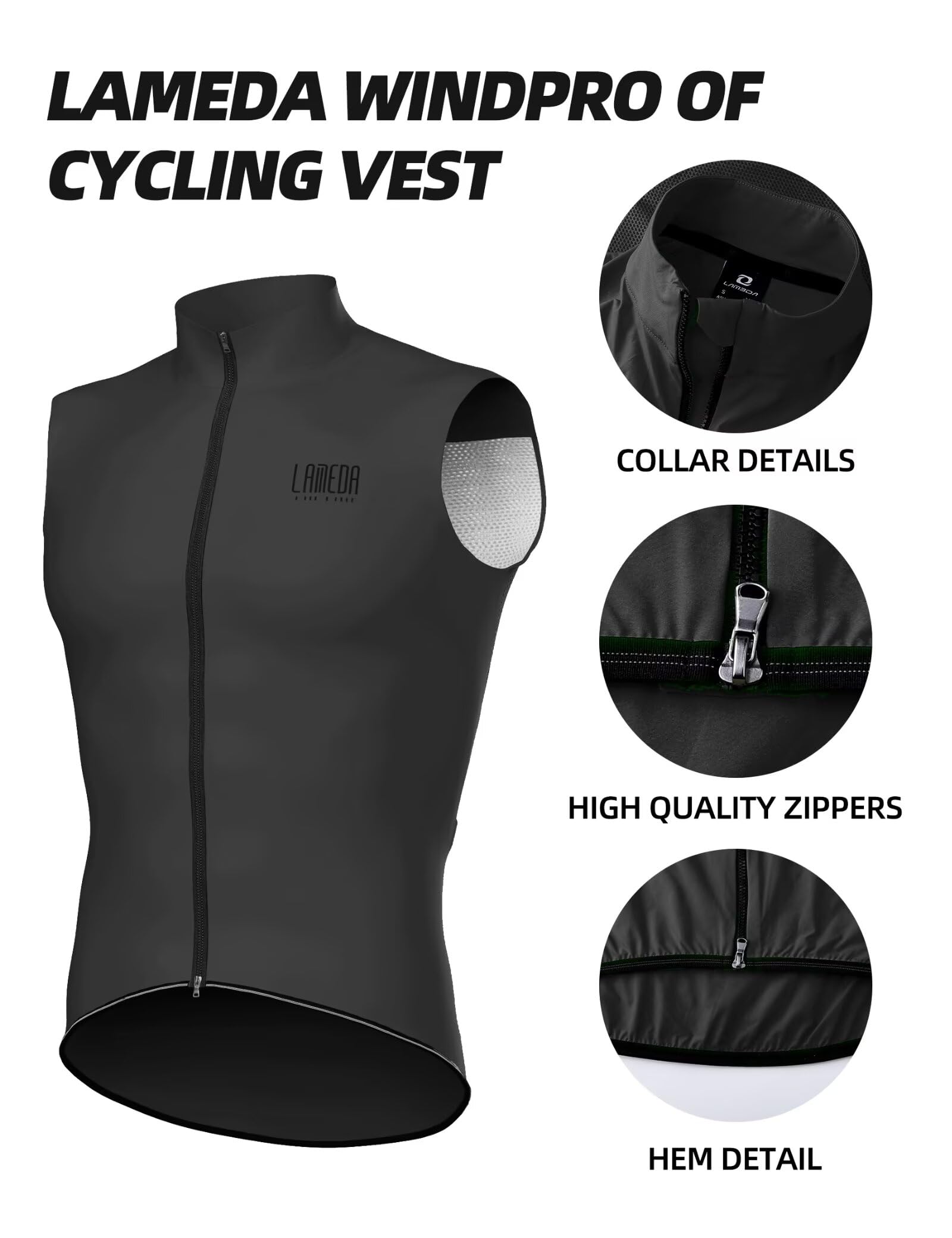 LAMEDA Chaleco Ciclismo Hombre para Hombre Mujer Ligero Secado Rápido Transpirable Chaqueta Deportiva Sin Mangas Cortaviento MTB Verano
