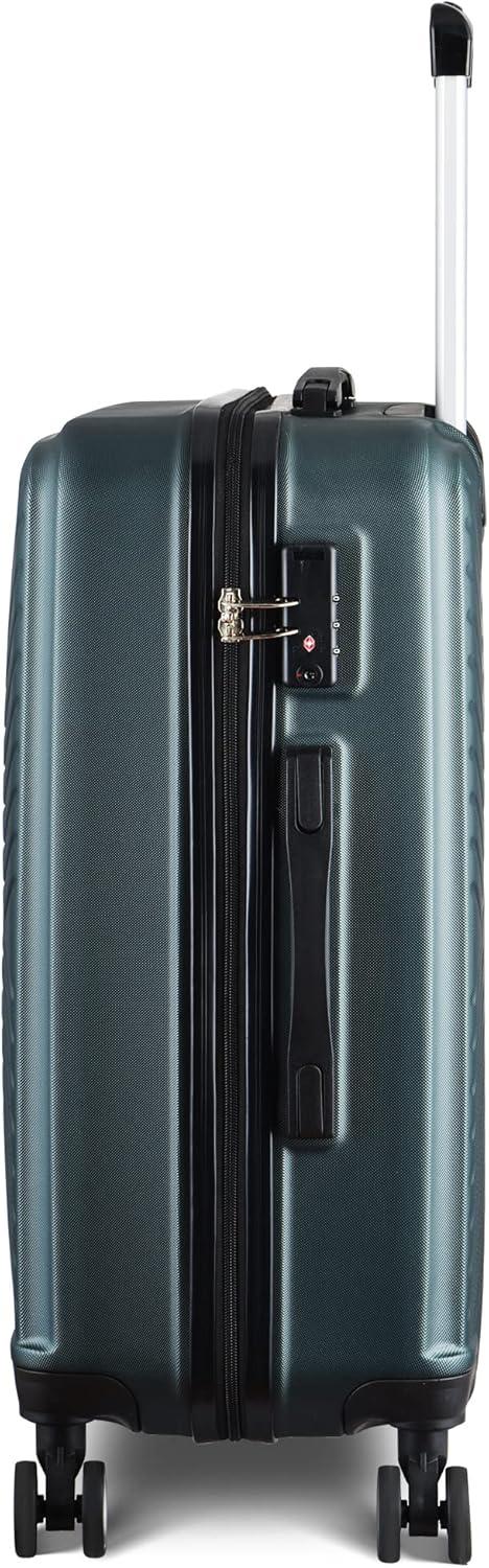 review VACCU Luggage Sets Expandable ABS Hardshell 3pcs Clearance Luggage Hardside Lightweight Durable Suitcase sets Spinner Wheels Suitcase with TSA Lock 20in/24in/28in (Dark Green)