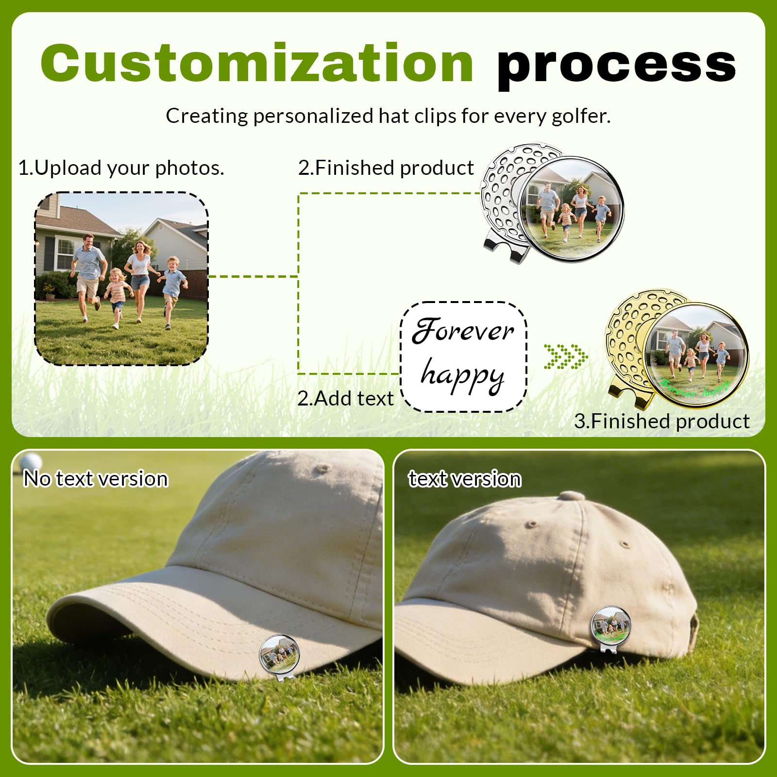 XSTZR 3D Marcador de Pelota de Golf Personalizado con Clip de Sombrero Magnético, Marcador con Foto o Logo Personalizable, Regalos Originales para Golfistas, Día del Padre, Cumpleaños — view 5