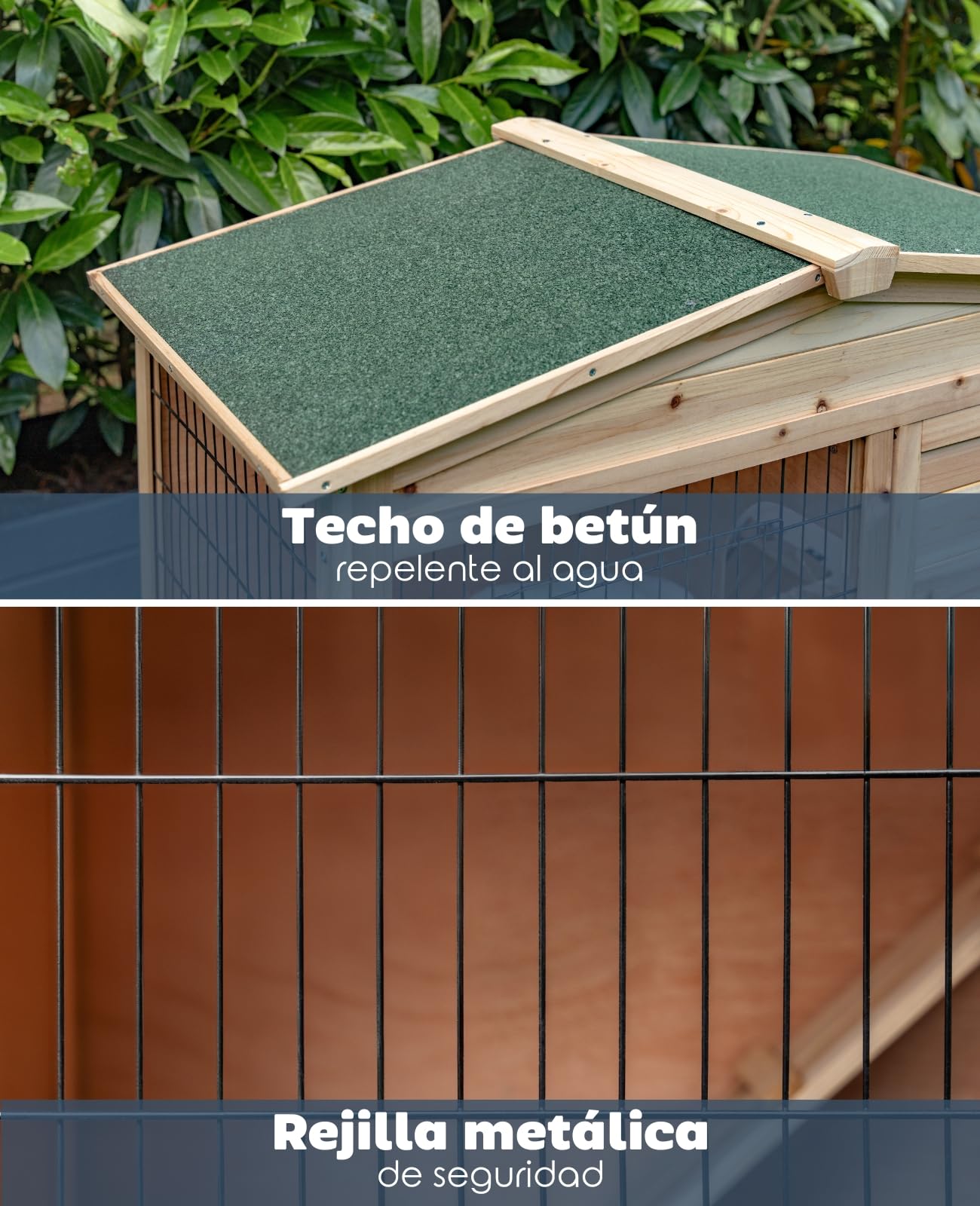 lionto Conejera de Madera caseta Exterior para Mascotas pequeñas cobertizo 98x54x100 cm