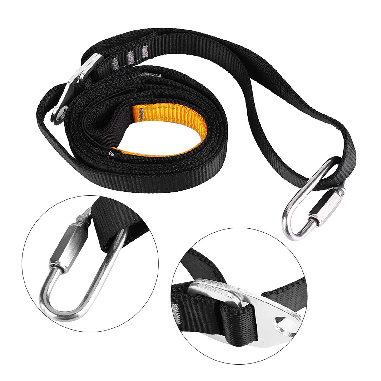 DEWIN Cinturón de Pedal de Eslinga Ajustable 108x2cm Fibra Poliéster para Escalada Montañismo (Negro)