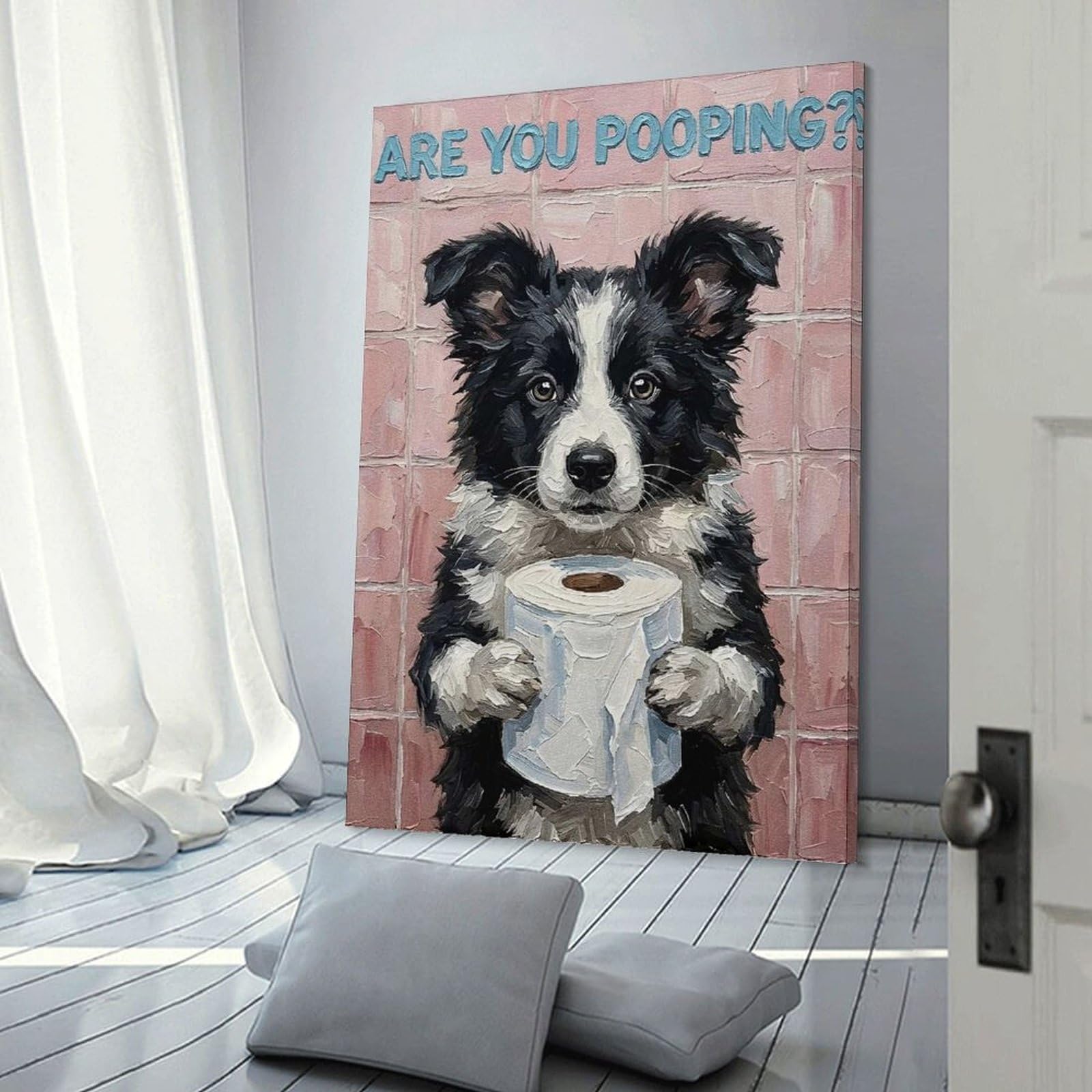 Junmoney Are You Pooping Dog Art Room Decor Wall Art, 24x36inch(60x90cm), for Home Office, Desk Area Or Studio, An Interior Accent for Desk Areas
