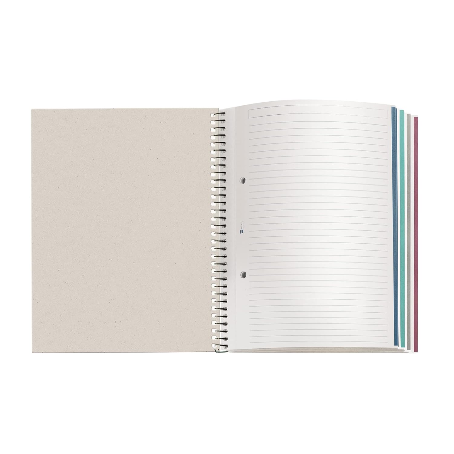 Miquelrius - A5 Notebook, hardcover, 4 Coloured Stripes, 120 Squared Sheets, Sustainable Paper 70 g/m² Micro-Perforated, 2 Holes, Cosmos Design