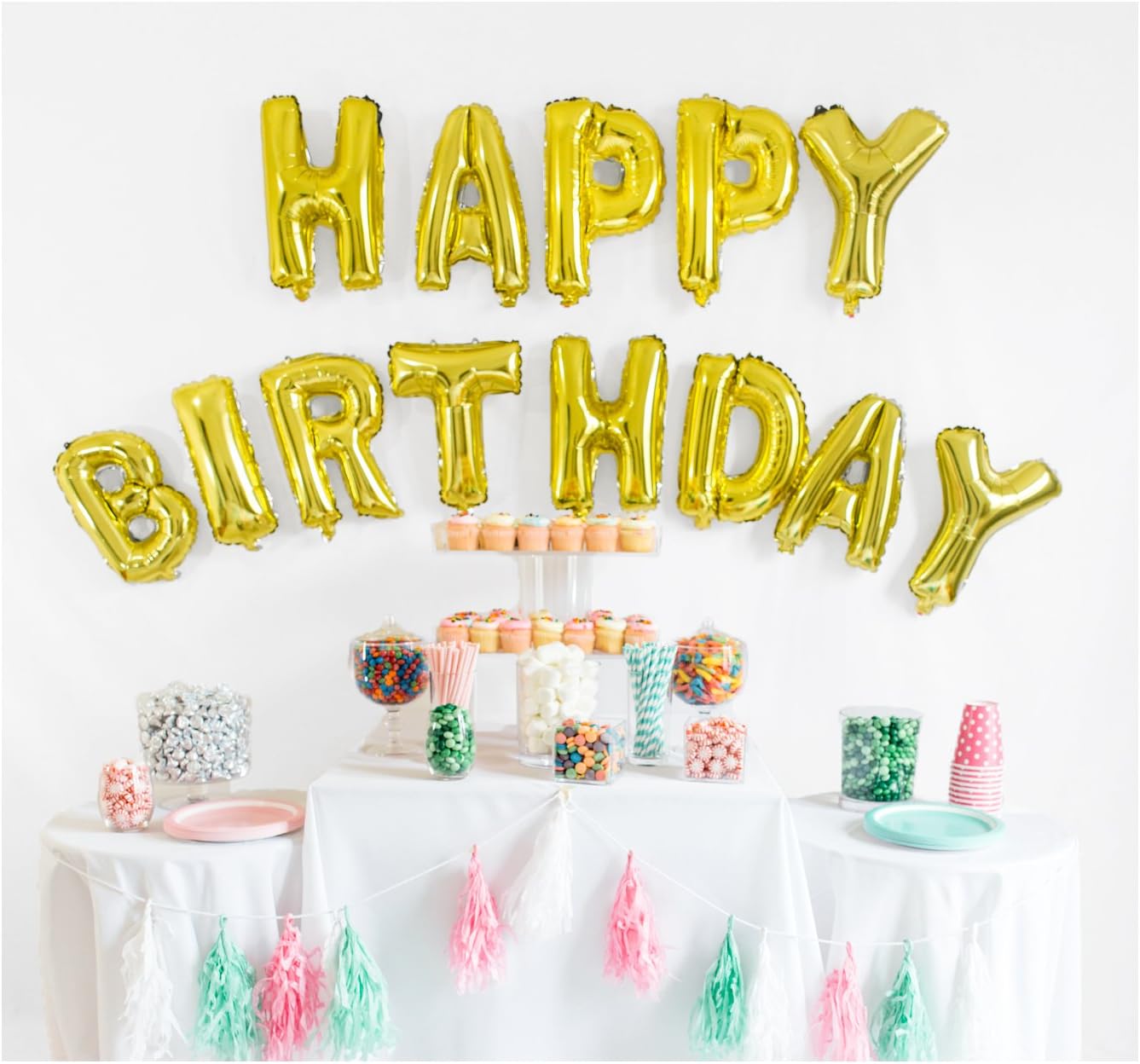 Up Celebrations - Birthday Banner, Happy Birthday Banner, Birthday Balloons, Birthday Decorations, Balloon for Birthday, Foil Happy Birthday Balloons, Balloon Decorations (Shiny Gold, 16 Inch)