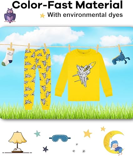 Miniatura 7 de Pijama para niños de 4 piezas, 100% algodón, talla 18 meses a 12 años