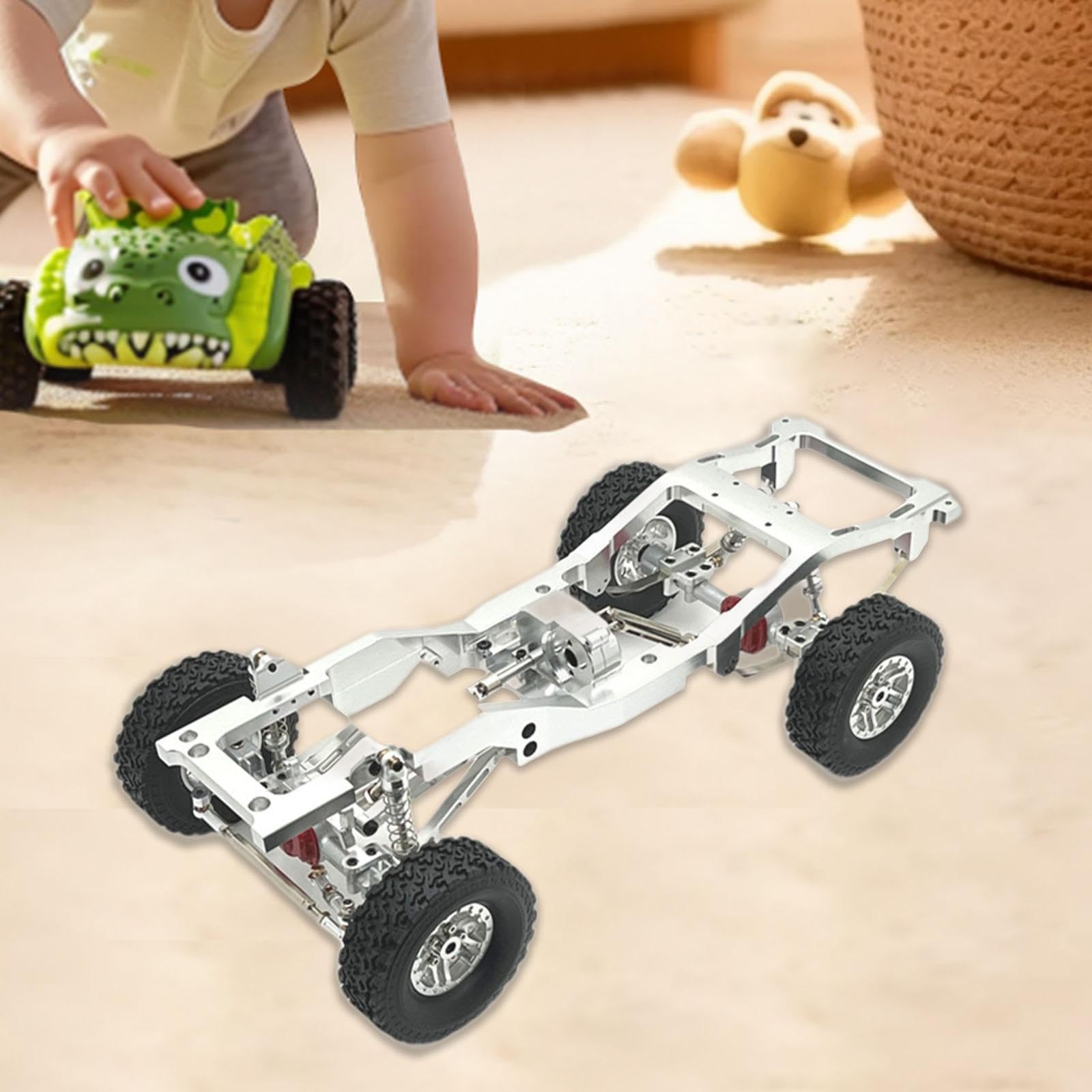 Repuestos para Chasis de Coches RC, Chasis Ensamblado, Accesorios de Dirección Fabricados en Aluminio Y Hierro de Alta Resistencia, para La, Plata