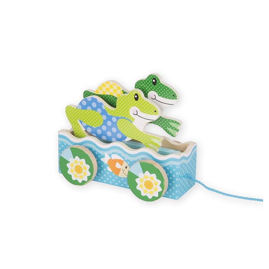 Melissa &amp; Doug Frolicking Frog Pull Toy マルチカラー Amazon.com: Melissa & Doug First Play Frolicking Frog Wooden
