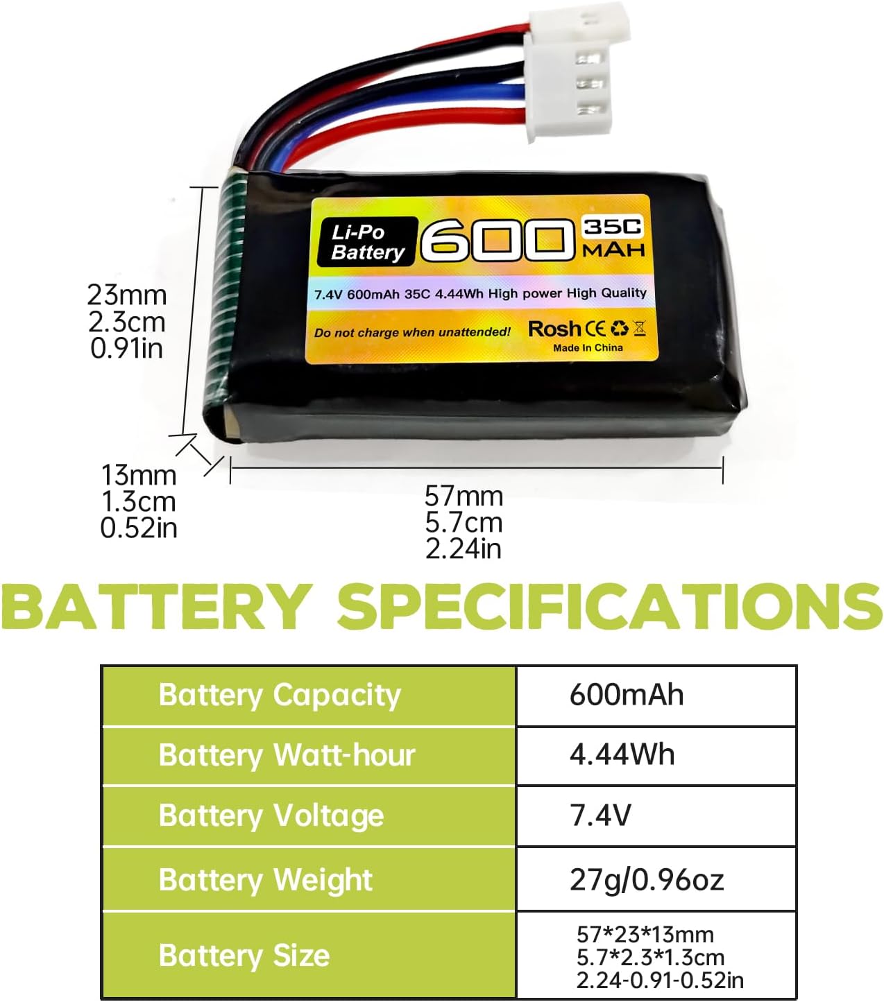 sea jump 2PC 7.4V 600mAh 35C 2S Lipo Battery with Molex Plug and 1trailer2 Charger Suitable for FMS FCX24 RC Cars, Trucks, Remote Control Electric Climbing Vehicles FCX24 Batteries