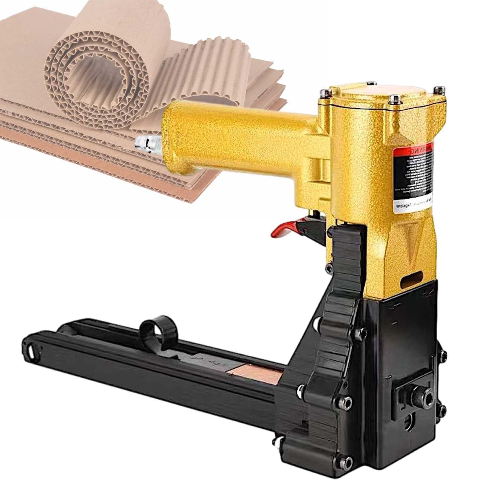 vnmudzeo Pneumatic Carton Closing Stapler Hand-held,Portable Corrugated Carton Stapling Equipment,with 100 Staples(34.7 mm Crown/18 mm/22 mm Leg Length),18mm