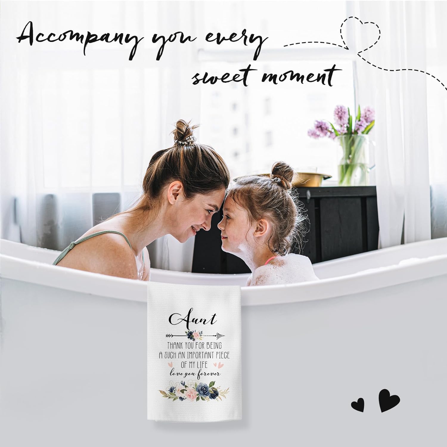 Aunt Gifts Kitchen Towels, Best Aunt Mother's Day Birthday Gifts Hand Towels for Bathroom Decor, Thank You Appreciation Gift for Auntie Dish Tea Towels for Kitchen, 16x24 Inch - Image 5