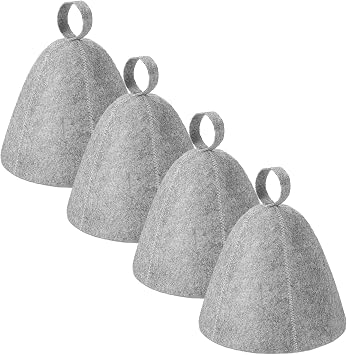 4Pcs Sauna Hat Set, High Absorbent Felted Sauna Caps, Essential Home & Steam Room Sauna Accessories for Men & Women Grey