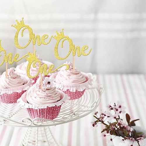 Miniatura 7 de 24 piezas de una corona con purpurina para el primer cumpleaños, para baby shower, temática de baby shower, niños, niñas, cumpleaños, aniversario,