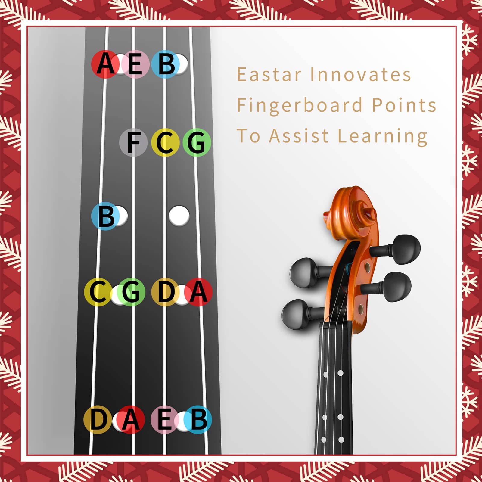 Eastar Violin 4/4 Full Size for Adults, Violin Set for Beginners with Hard Case, Rosin, Shoulder Rest, Bow, and Extra Strings (Imprinted Finger Guide on Fingerboard), EVA-2