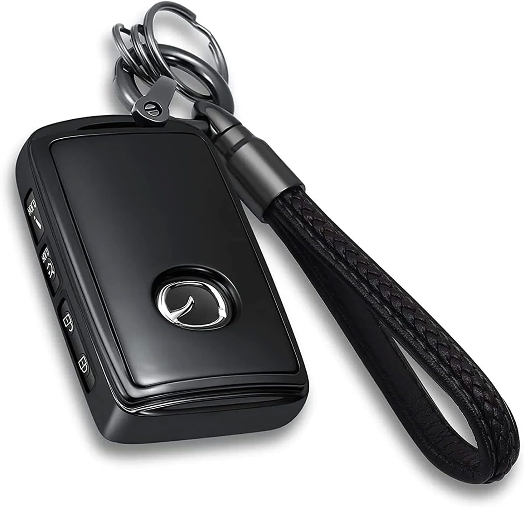 Premium TPU Key Cover with Keychain Compatible with Mazda - Full Protection Easy Installation Cover Compatible with Mazda 3 2020-2024 Hatchback Mazda CX-5 CX-9 CX-30 CX-90 CX-60 (Black)