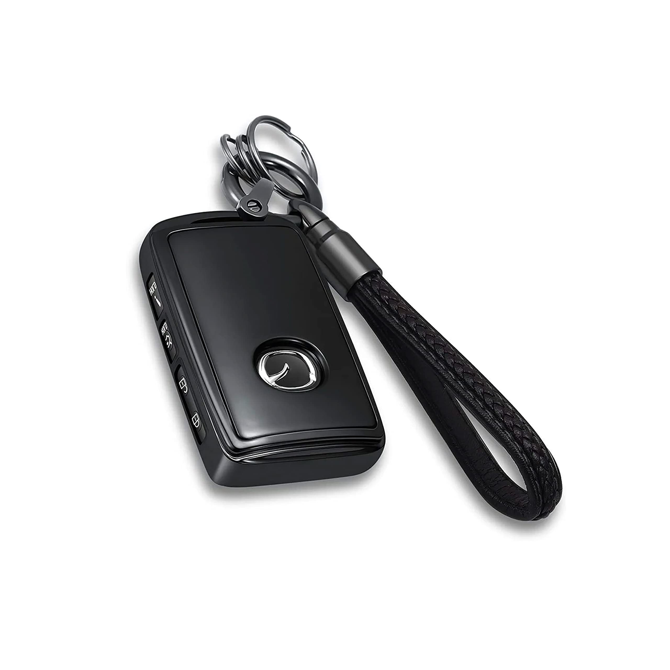 7Cylinder Premium TPU Key Cover with Keychain Compatible with Mazda - Full Protection Easy Installation Cover Compatible with Mazda 3 2020-2024 Hatchback Mazda CX-5 CX-9 CX-30 CX-90 CX-60 (Black)