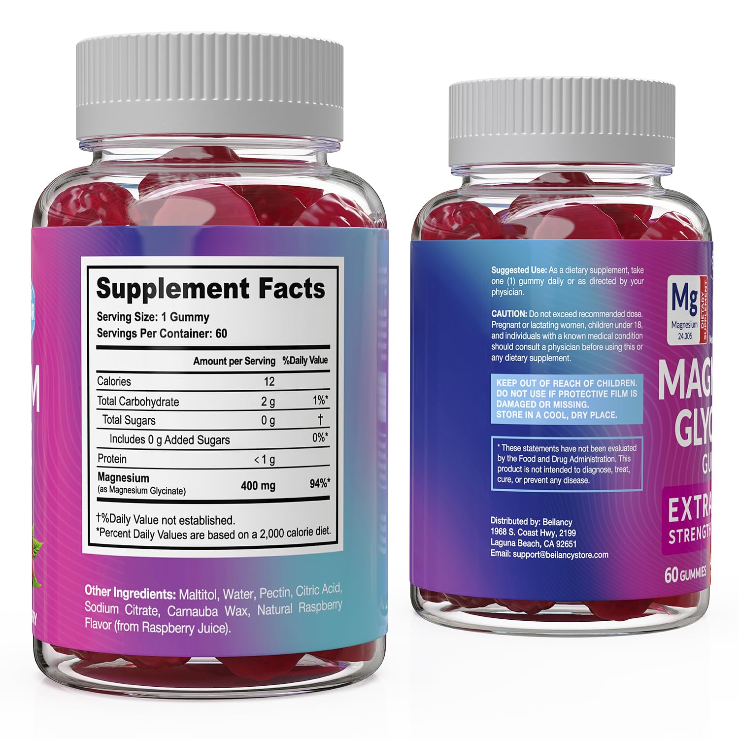 Magnesium Glycinate 400mg Gummies - Extra Strength, Men & Women, 60 Ct — Amazon image 10