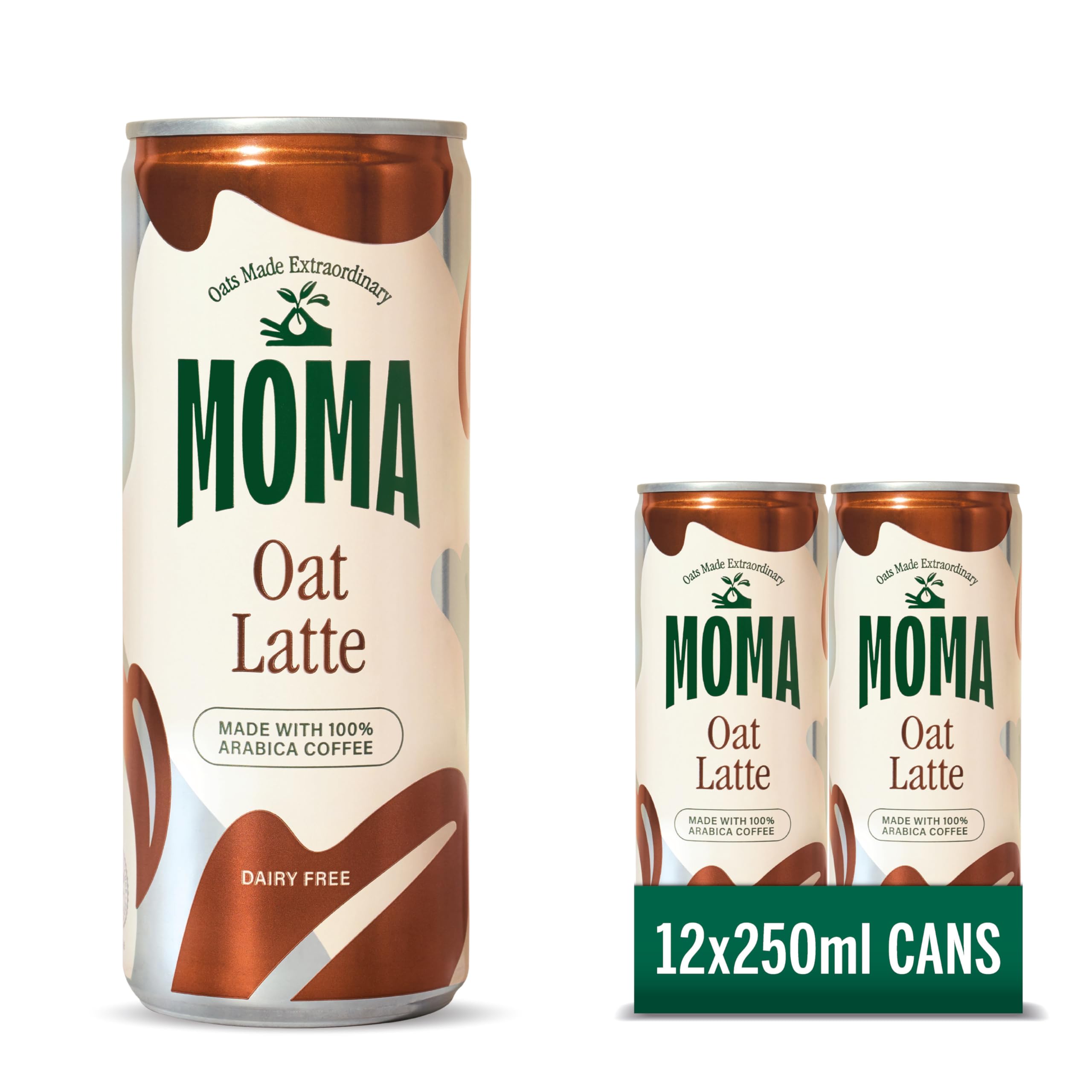 MOMA Iced Coffee Oat Latte, 12 x 250 ml Cans Multipack, Made with Oats & Arabica Beans, Preservative Free, Vegan, Dairy Free, Ready To Drink
