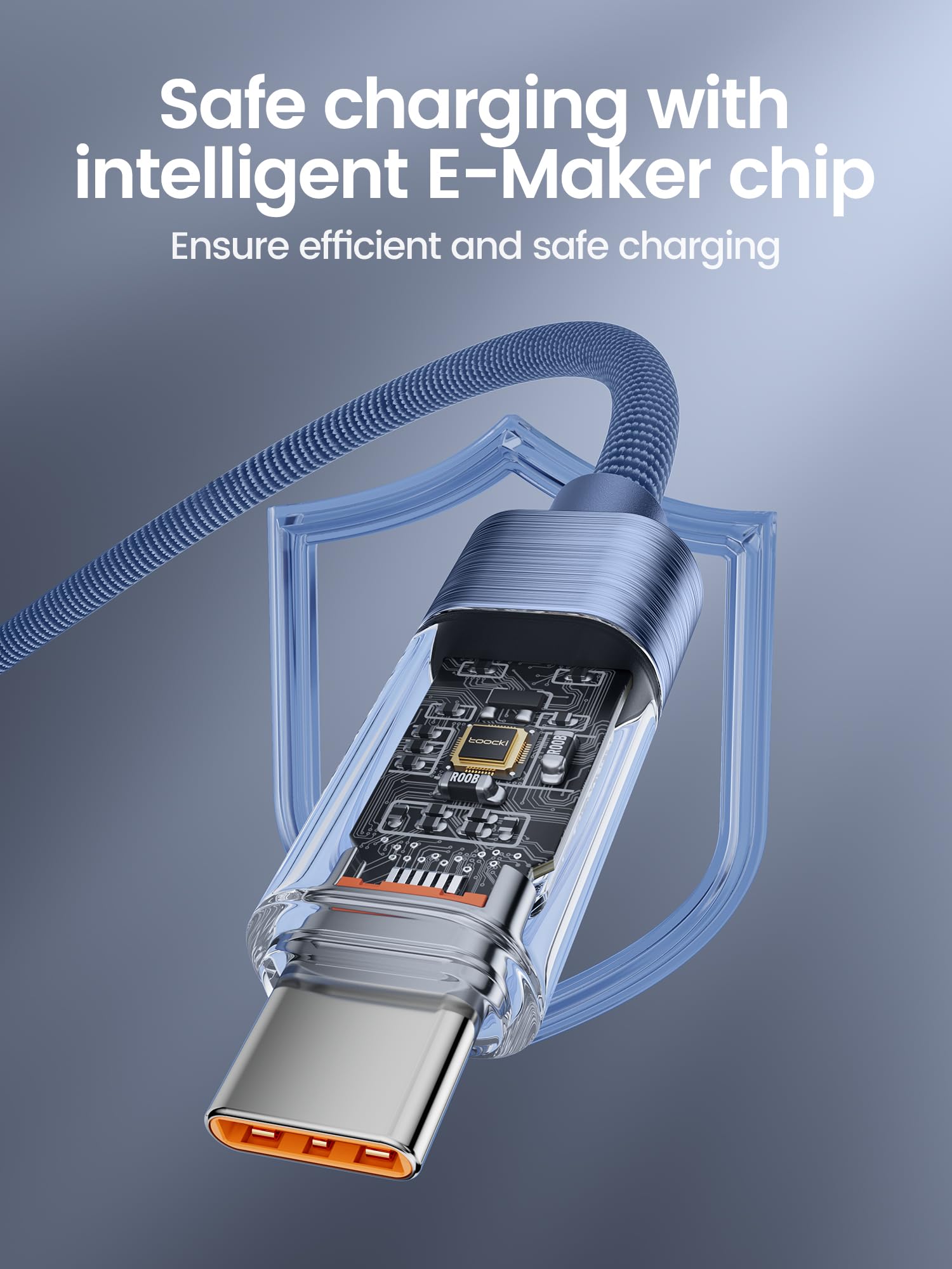 toocki 100W USB C to USB C Cable, 3.3FT 5A Fast Charging USB C Cable with LED Display, Nylon Braided Type C Cable for iPhone 15/Pro/Plus/Pro Max, MacBook, iPad Pro/Air, Samsung S23/S22,Google Pixel Product Image 4