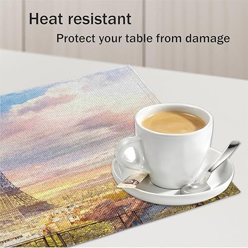 Miniatura 5 de Modern The Paris Decor - Juego de 4 manteles individuales lavables, impermeables, para fiestas, hogar, comedor, decoración de mesa de 18 x 12