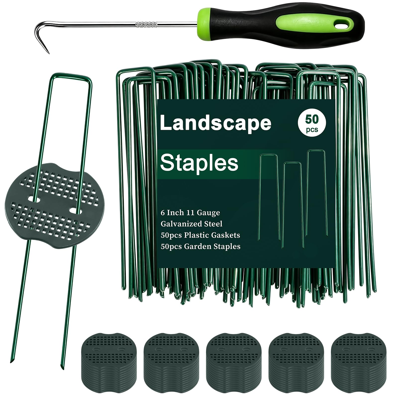 FEED GARDEN 6 Inch 50 Pcs Galvanized Landscape Staples