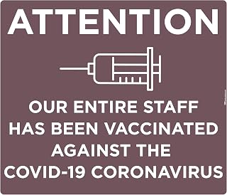 Staff Has Been Vaccinated - Version 2 - Adhesive Vinyl Decal by Graphical Warehouse (11.25x9.65", Mauve)