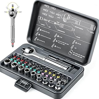 40 in 1 Ratchet Screwdriver Set, 60-Tooth Magnetic Ratcheting Screwdriver Set with 180° Rotating Ratchet Head for DIY Project, Home Repair & Furniture