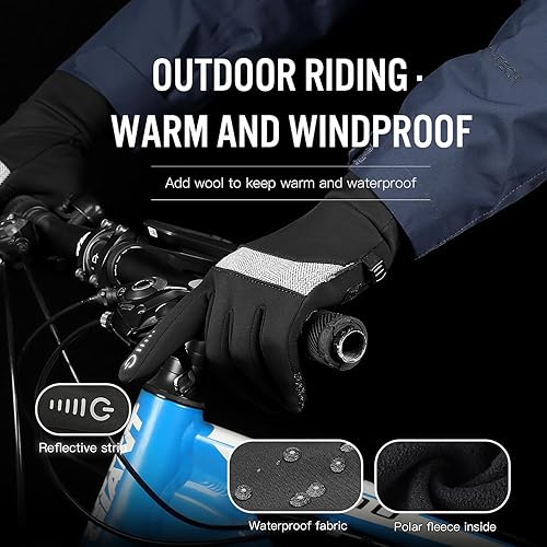 Miniatura 5 de Guantes de invierno, ligeros y cálidos, resistentes al viento, impermeables, antideslizantes, adecuados para ciclismo al aire libre, correr
