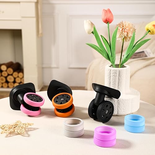Miniatura 3 de Limpskys 48 Pcs luggage wheel covers6 Colos, luggage wheel protector, suitcase wheel covers, silicone suitcase wheel cover, wheel covers for