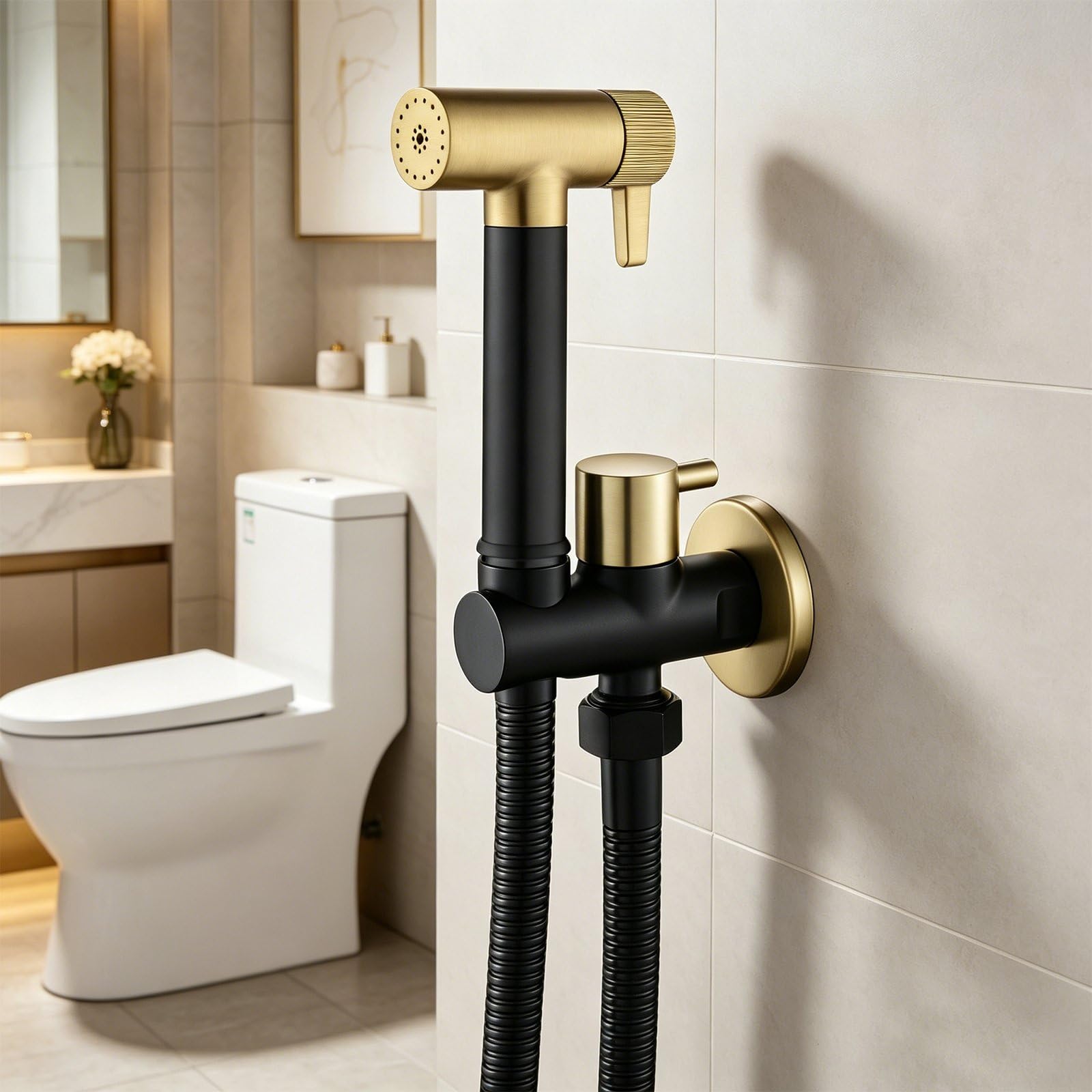 Bidet prysznicowy, kran bidet z regulowanym ciśnieniem wody, przenośny kran do toalety zestaw prysznicowy z zaworem i wężem prysznicowym 1,2 m, prysznic bidet do toalety pełna toaleta