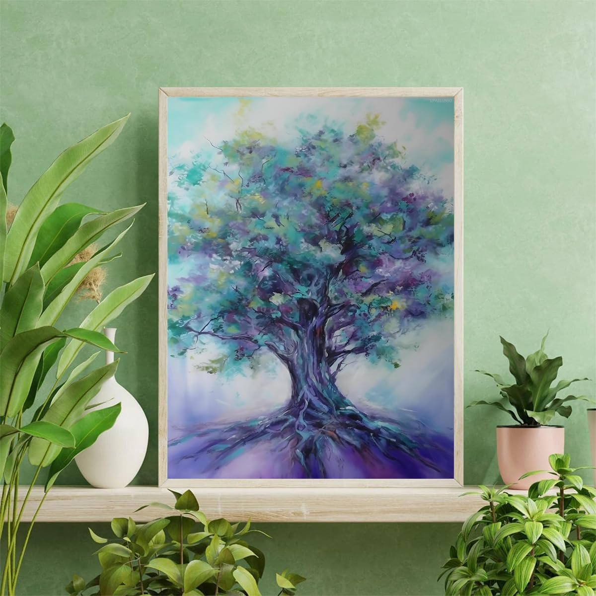 UPABLUNSO Tree in Purple and Blue Diamond Painting Kits, Tree of Life Diamond Painting, Full Round Diamond Art Kits, Home Wall Decor 12 x 16 inch