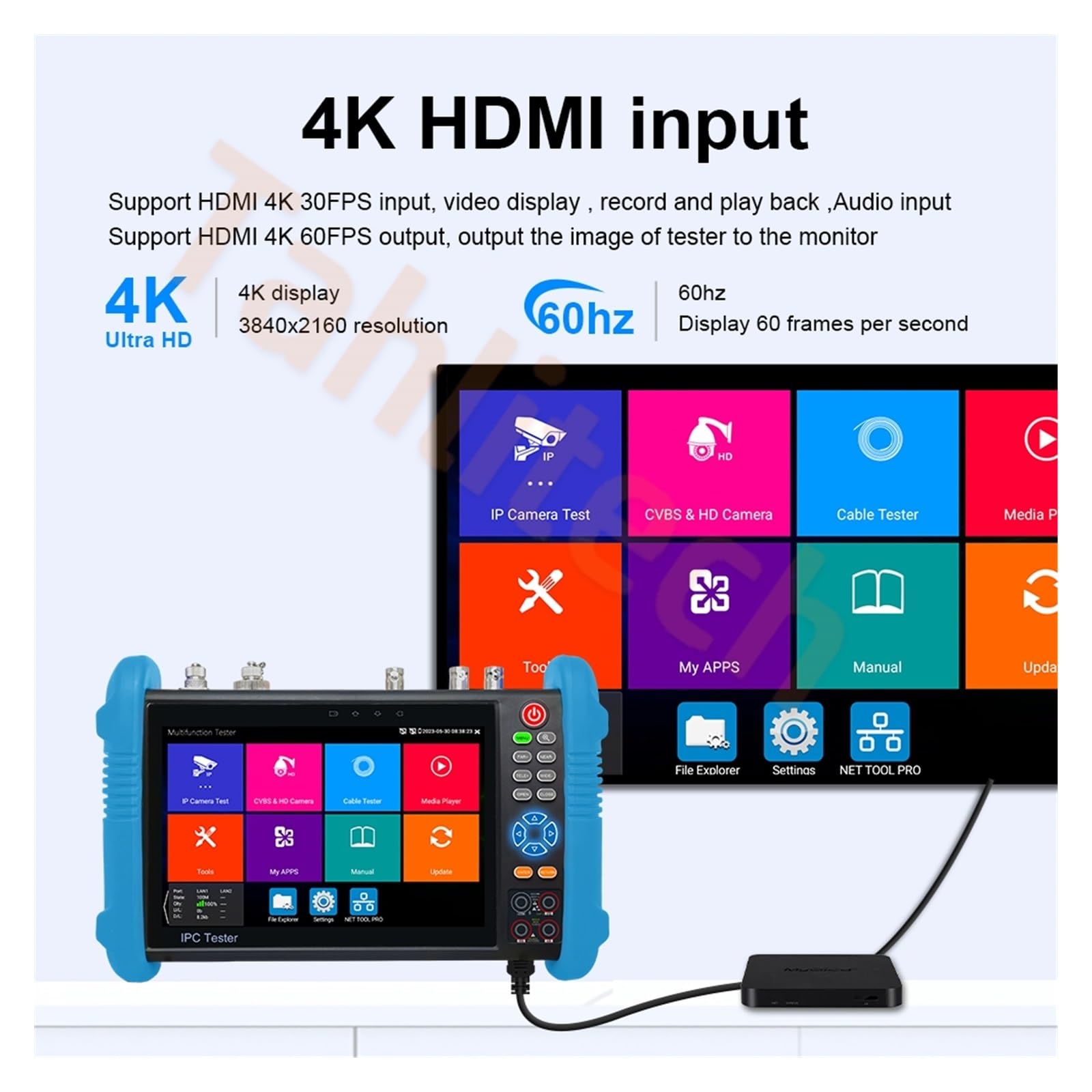 Testeur de vidéosurveillance, Testeur De Vidéosurveillance IPC-9800ADH 8K IPC8MP AHD CVI TVI, Caméra, Câble UTP, PoE IP, Entrée HDMI VGA, Sortie Puissance, CCTV IPC