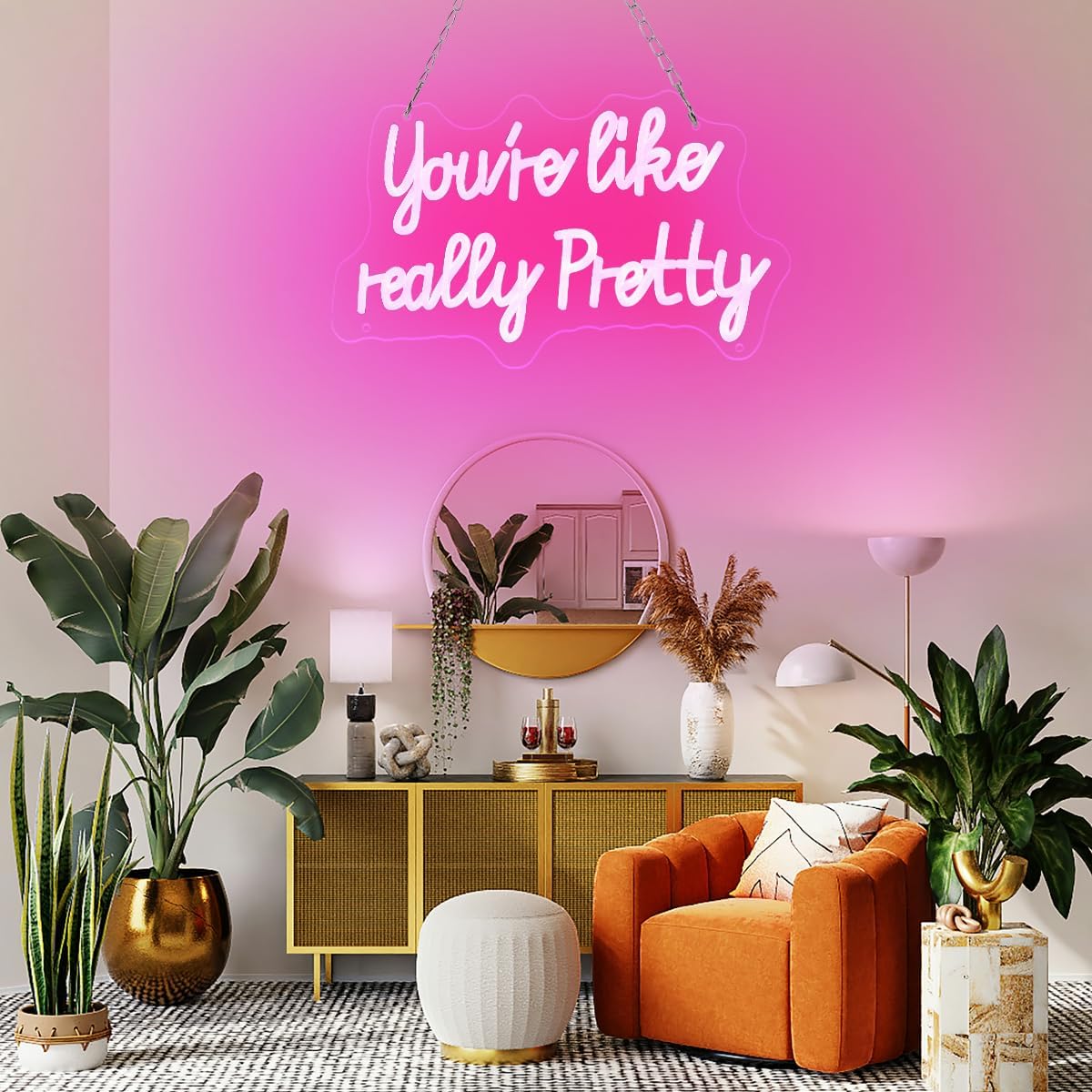 You Are Like Really Pretty LED Neon Sign, 15 * 9 inch, Pink USB Powered Neon Sign for Room Decor, Girls Room, Party, Gifts