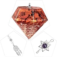 Vista 14 de Rockcloud Stone Pendulum for Dowsing Divitation Meditation Reiki Healing Energy Balancing with Dream Catcher, Fluorite