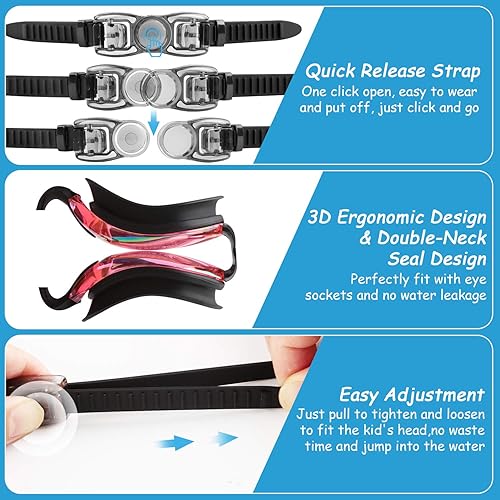 Miniatura 5 de COOLOO - Gafas de natación para niños, paquetes de 2 gafas de natación para niños y niñas de 4 a 16 años