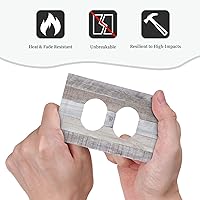 Vista 6 de Placa de pared dúplex de receptáculo de dispositivo de 1 gang de madera envejecida blanca gris con veta de tablón, cubierta de enchufe eléctrico