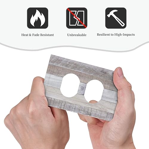 Miniatura 6 de Placa de pared dúplex de madera blanca envejecida de grano de 1 cuadrilla para receptáculo dúplex enchufe eléctrico cubierta de toma de corriente