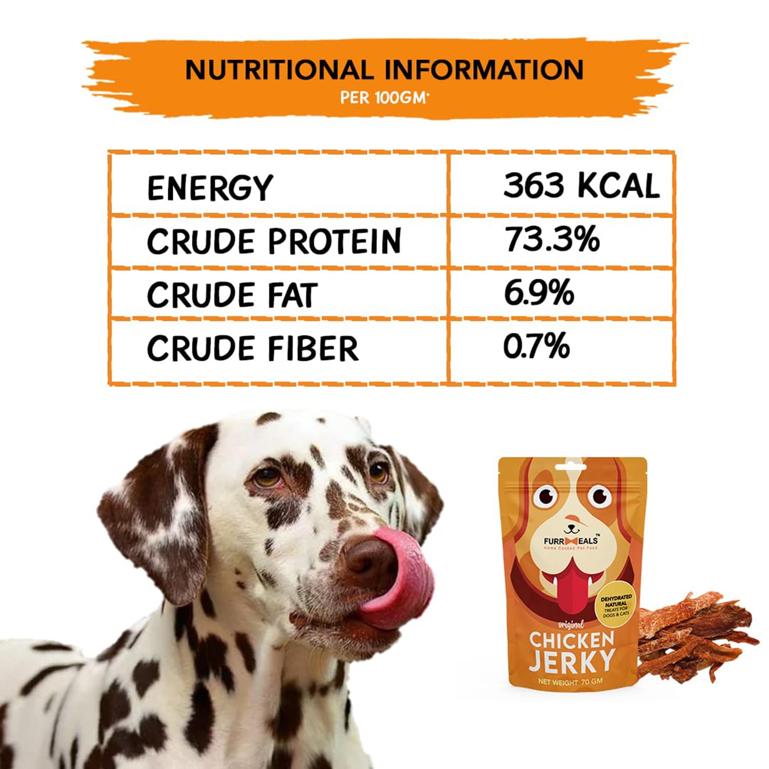 FurrMeals Original Chicken Jerky | High Protein Low Fat | Natural Treat for Dogs & Cats | Zero Preservative Human Grade Dog Treat | Pack of 3 x 70gm, All Life Stages, Stick 3