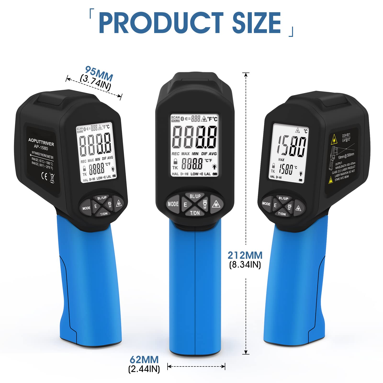 Termometro Infrarossi Professionale GR-1580-APP -50~1580℃ Con App E Laser - Foto 9