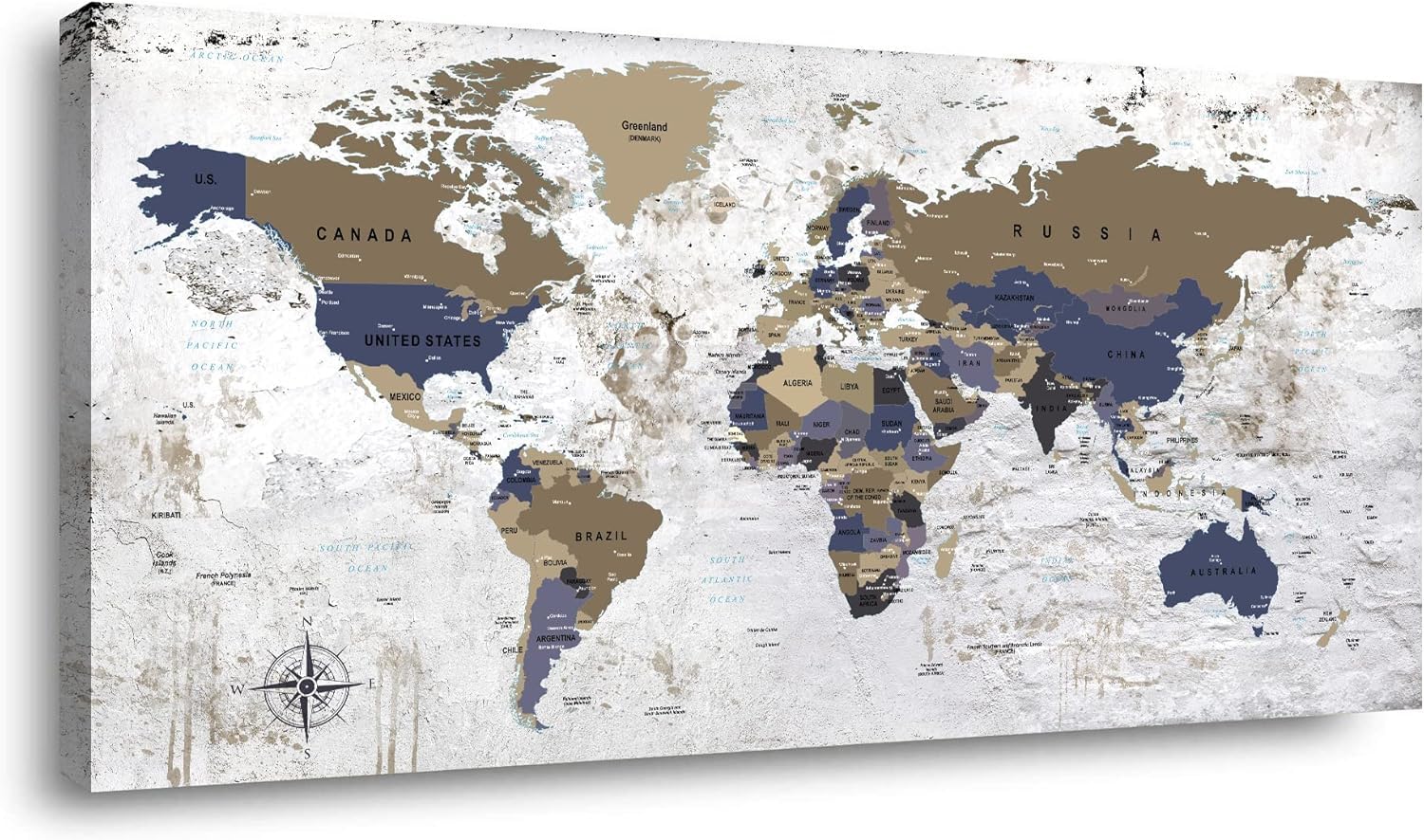 Photo 1 of ZEYDRT World Map Canvas Wall Art 36"x71"
